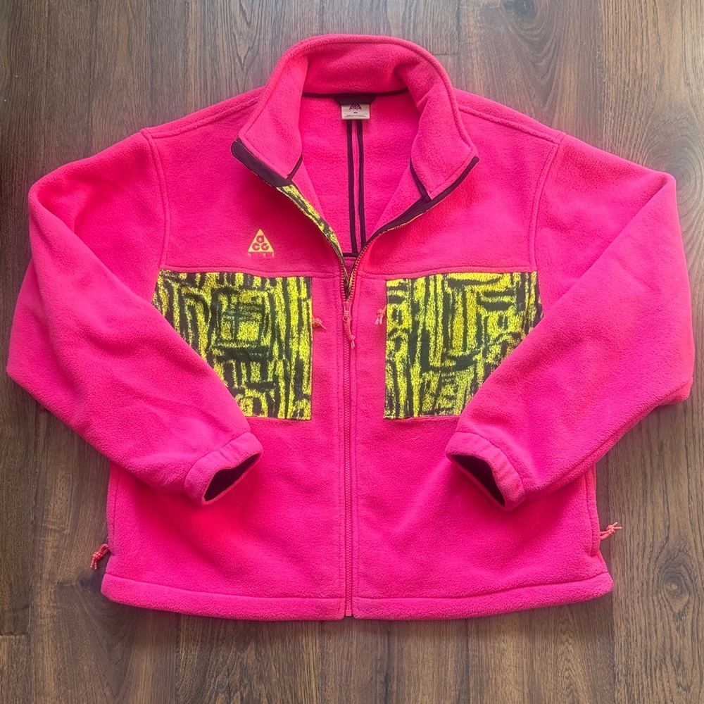 Bright Pink 💝 Fleece Jacket with Yellow Patterned Pockets
